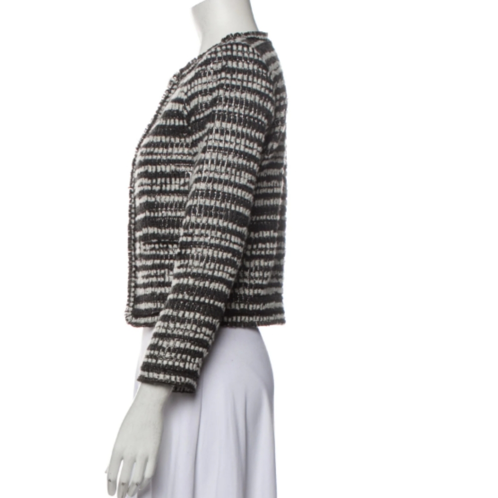 Alice + Olivia tweed pattern blazer, black silver white tweed, s: Large